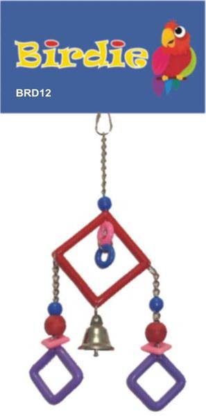 Birdie Toy - 3 Plastic Squares w Bells (BRD-12)