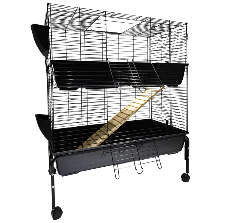Double Storey Rabbit Hutch Cage 100 cm with Stand (3647-DS)