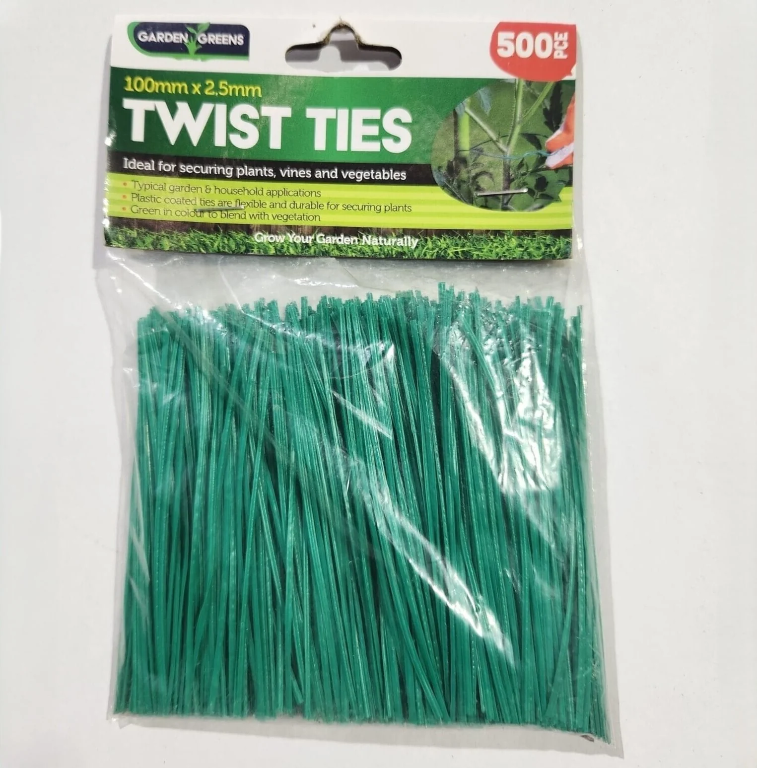 Garden Greens Twist Ties 100mm x 2.5mm 500 Pack