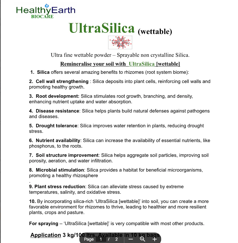 Healthy Earth UltraSilica MIneral Fertiliser | Wettable