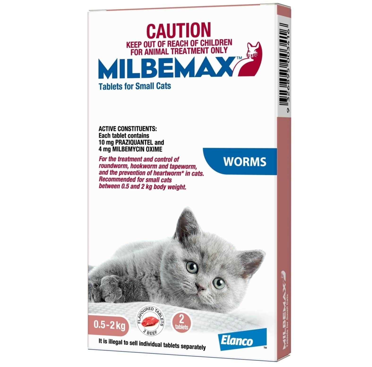 Milbemax Allwormer Small Cat 0.5 - 2kg (2 Tablets)