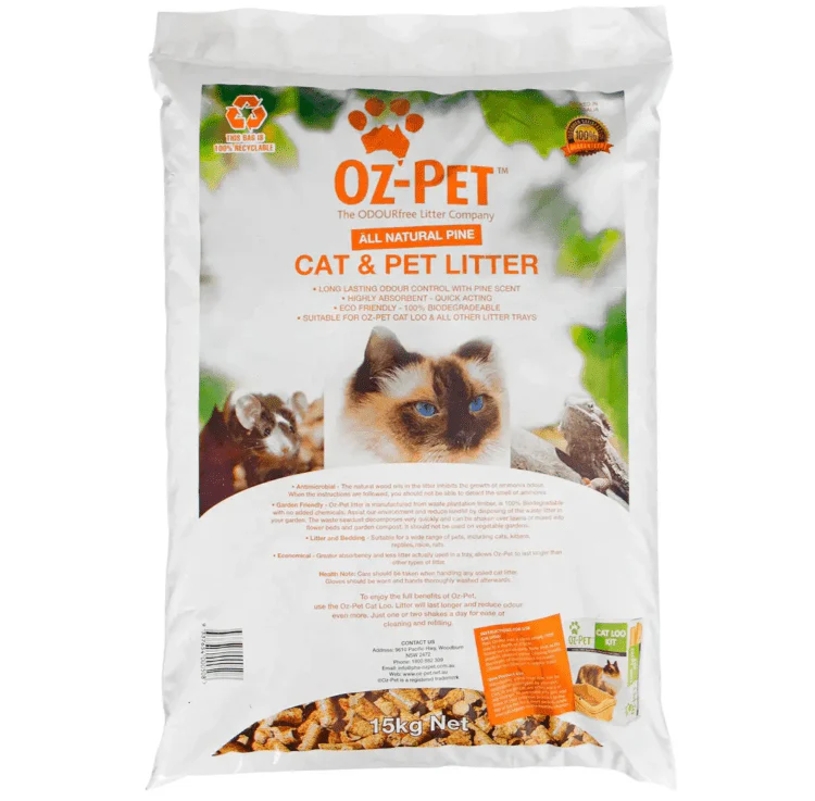 Oz Pet All Natural Pine Cat & Pet Litter 15kg