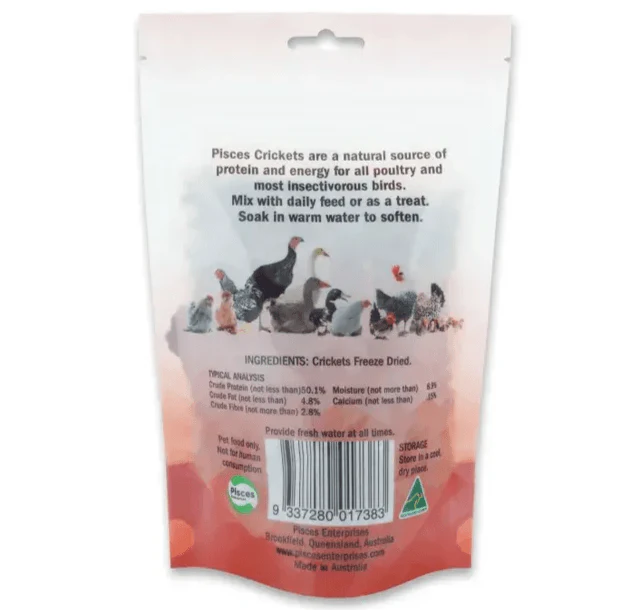 Pisces Freezedried Crickets 50g | Poultry Treat For Chickens - Image 2