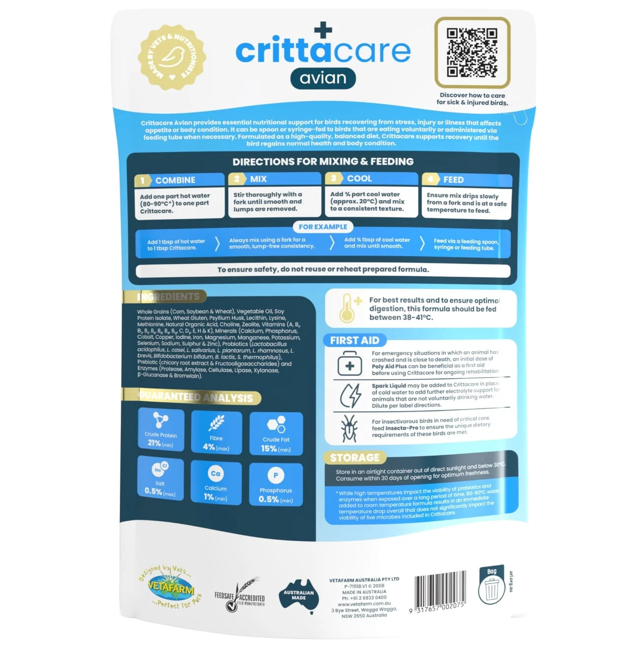 Vetafarm Avian Crittacare 450g - Image 2