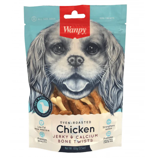 Wanpy Dry Chicken Jerky and Calcium Bone Twists - Image 2
